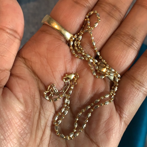 18k solid white and yellow gold necklace - Picture 2 of 5